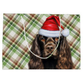 Schokoladen-Cocker-Spaniel-Hund mit kariertem Weih Große Geschenktüte (Rückseite)