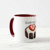 Schokoladen-Cupcake Erdbeerherz Tasse (Vorderseite Links)