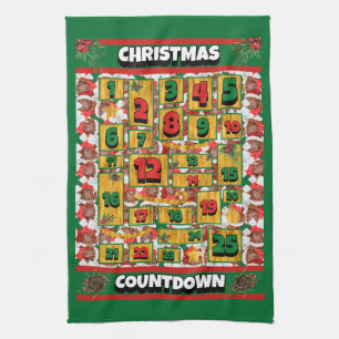 Schokoladen-Dachshund-Weihnachts-Adventskalender Geschirrtuch