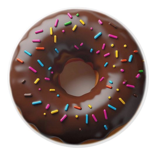 Schokoladen-Donut mit Streuseln Keramikknauf (Vorderseite)