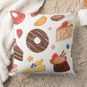 Schokoladen-Donut- und Feingebäck-Muster Kissen