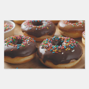 Schokoladen-Donuts Rechteckiger Aufkleber