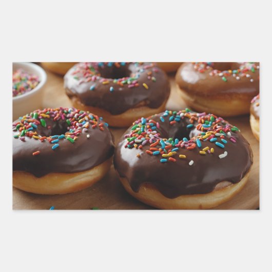 Schokoladen-Donuts Rechteckiger Aufkleber (Vorderseite)