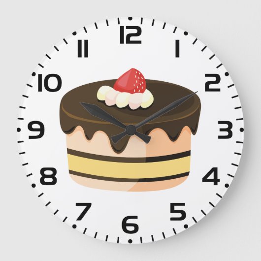 Schokoladen-Drip-Cake mit Erdbeere Große Wanduhr (Vorderseite)