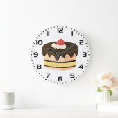 Schokoladen-Drip-Cake mit Erdbeere Große Wanduhr (Zuhause)