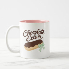 Schokoladen-Éclair - Kokette Pastell-Nachspeise Zweifarbige Tasse