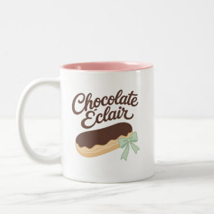 Schokoladen-Éclair - Kokette Pastell-Nachspeise Zweifarbige Tasse
