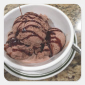 Schokoladen-Eiscreme Quadratischer Aufkleber (Vorderseite)