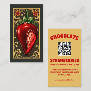 Schokoladen-Erdbeere mit QR-Code Visitenkarte