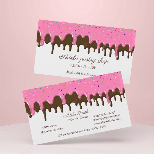 Schokoladen-Erdbeeren-Frosting-Drip Visitenkarte