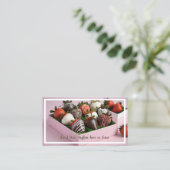 Schokoladen Erdbeeren QR Visitenkarte (Stehend Vorderseite)