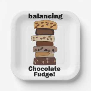 Schokoladen-Fudge-Dessert Balancing Lustige Party Pappteller
