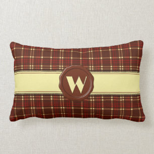 Schokoladen-Geschäfts-Monogramm - rotes Brown Lendenkissen
