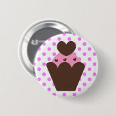 Schokoladen-Herz-kleiner Kuchen KRW extravaganter Button (Vorne & Hinten)