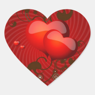 Schokoladen-Herzen auf roten Aufklebern Herz-Aufkleber