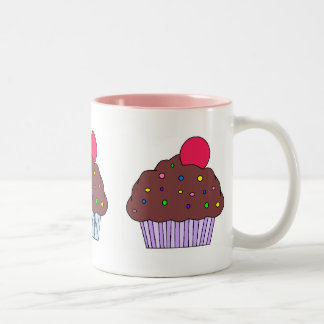Schokoladen-kleiner Kuchen Zweifarbige Tasse