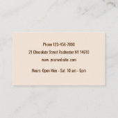 Schokoladen-Konditor-Thema Visitenkarte (Rückseite)