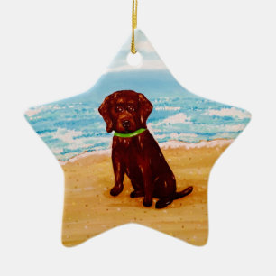 Schokoladen-Labrador an der Keramik Ornament