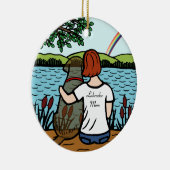 Schokoladen-Labrador-Engel und Mama 2 Keramik Ornament (Rechts)
