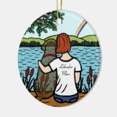 Schokoladen-Labrador-Engel und Mama 2 Keramik Ornament (Links)
