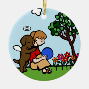 Schokoladen-Labrador-Engel und Mama-Lächeln Keramikornament