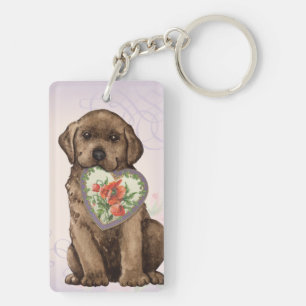 Schokoladen-Labrador-Herz-Mama Schlüsselanhänger