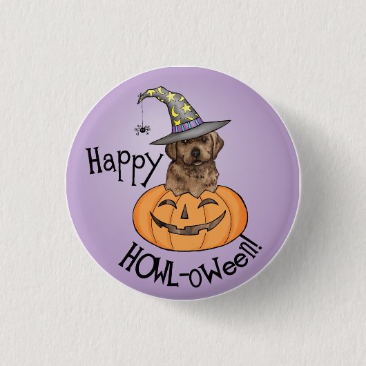 Schokoladen-Labrador-Hexe Button (Vorderseite)