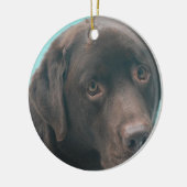 Schokoladen-Labrador-Hundeverzierungen Keramik Ornament (Links)