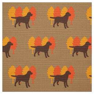 Schokoladen-Labrador-Kontur-Herbst-Baum-Toffee Stoff