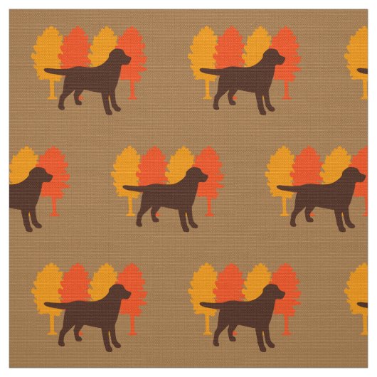 Schokoladen-Labrador-Kontur-Herbst-Baum-Toffee Stoff (Muster)