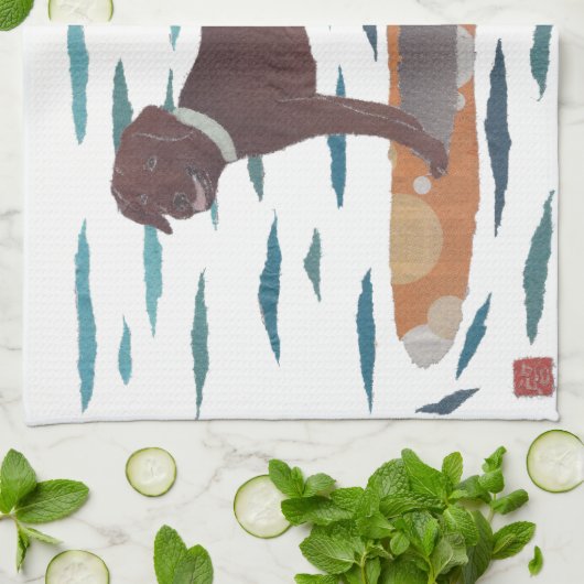 Schokoladen-Labrador, Labrador-Retriever, Geschirrtuch (Gefaltet)