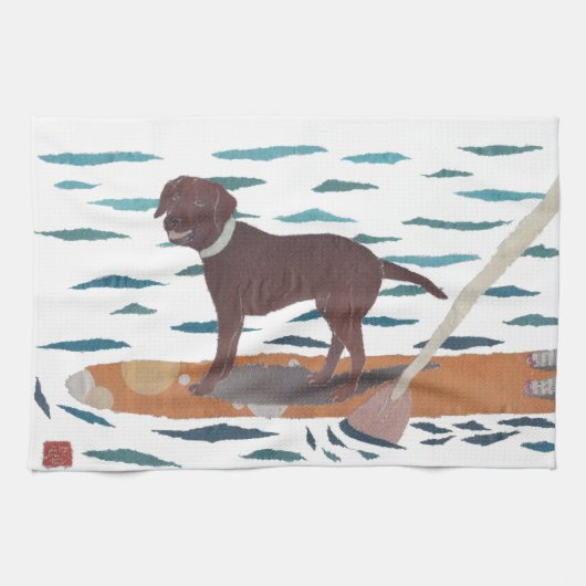 Schokoladen-Labrador, Labrador-Retriever, Geschirrtuch (Horizontal)