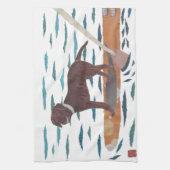 Schokoladen-Labrador, Labrador-Retriever, Geschirrtuch (Vertikal)