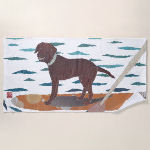 Schokoladen-Labrador, Labrador-Retriever, modern Strandtuch