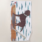 Schokoladen-Labrador, Labrador-Retriever, modern Strandtuch (Vorderseite)