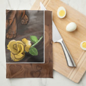 Schokoladen-Labrador Latte Geschirrtuch (Viertel Falte)