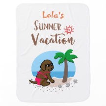 Schokoladen-Labrador-Mädchen-Sommer-Ferien-Decke