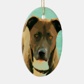 Schokoladen-Labrador Pitbull Mischung Pitador Keramikornament (Rechts)