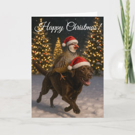 Schokoladen-Labrador & Rebhuhn-Weihnachtskarte Feiertagskarte