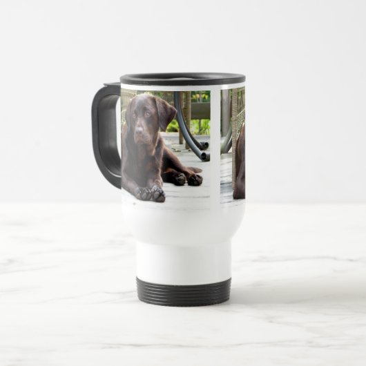 Schokoladen-Labrador Reisebecher (Vorderseite Links)
