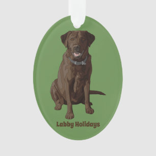 Schokoladen-Labrador retriever-Hundesitzen Ornament