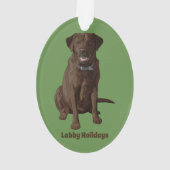 Schokoladen-Labrador retriever-Hundesitzen Ornament (Rückseite)