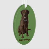 Schokoladen-Labrador retriever-Hundesitzen Ornament (Vorderseite)
