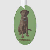Schokoladen-Labrador retriever-Hundesitzen Ornament (Vorderseite)
