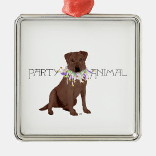 Schokoladen-Labrador Retriever-Party Silbernes Ornament