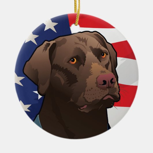 Schokoladen-Labrador-Retriever von Amerika Keramikornament (Vorne)