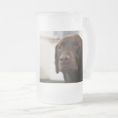 SCHOKOLADEN-LABRADOR-TASSE MATTGLAS BIERGLAS (VorderseiteRechts)