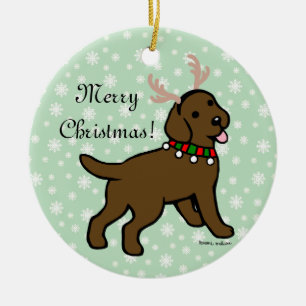 Schokoladen-Labrador-Weihnachtsgeweihe Keramik Ornament