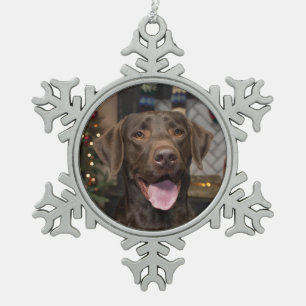 Schokoladen-Labrador-Weihnachtsverzierung Schneeflocken Zinn-Ornament