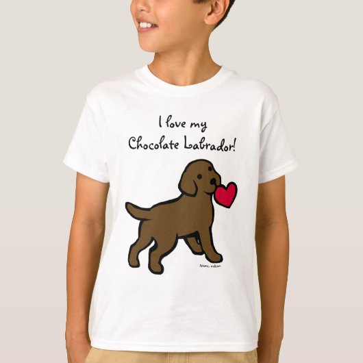 Schokoladen-Labrador-Welpe und rotes Herz T-Shirt (Vorderseite)